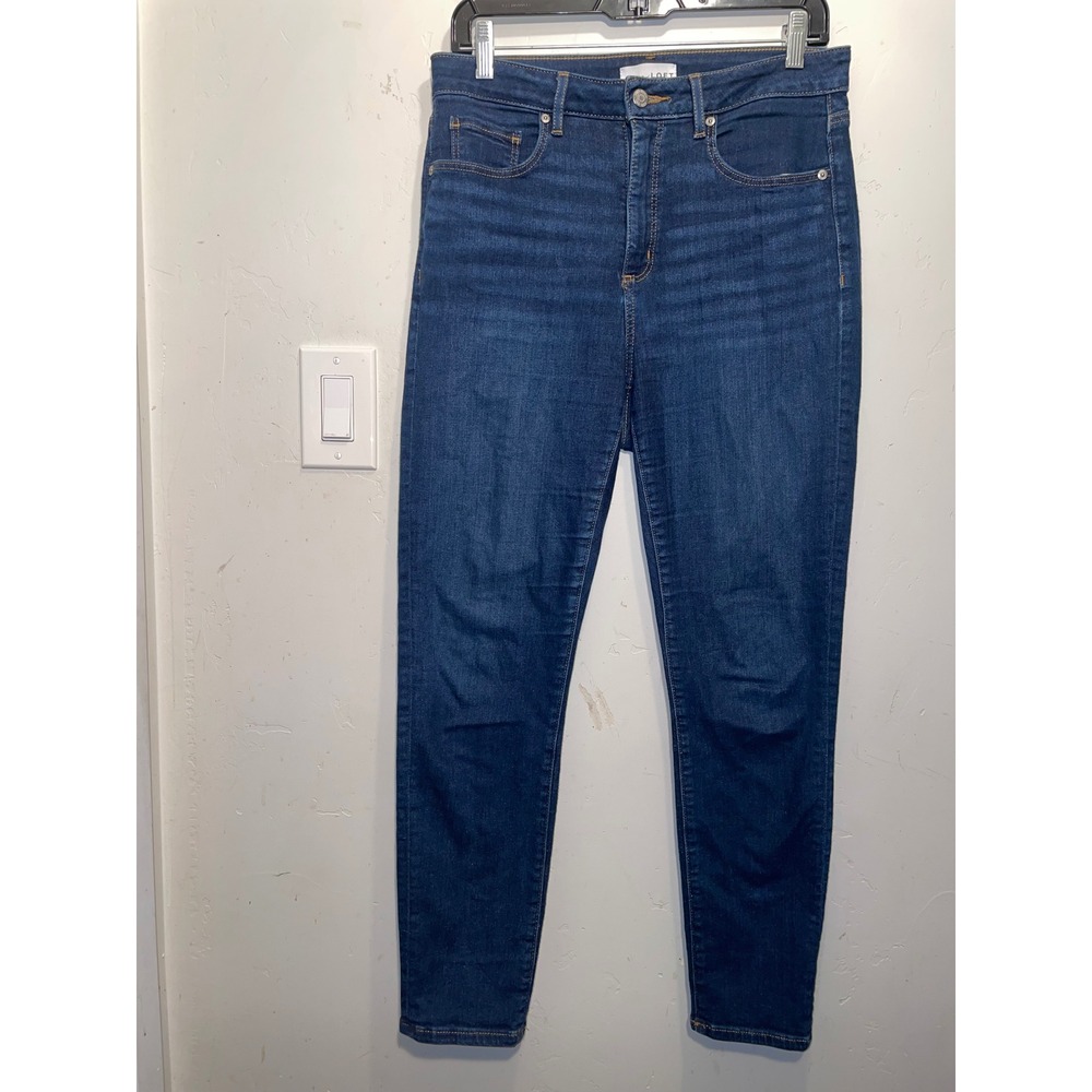 LOFT The Curvy Skinny Jeans Dark Indigo High Rise Stretch Denim Size 28/6